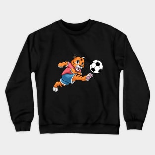 Funny tiger is playing soccer Crewneck Sweatshirt